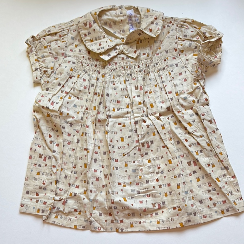 Rachel Riley , girls Cream and Patterned Blouse, size 10